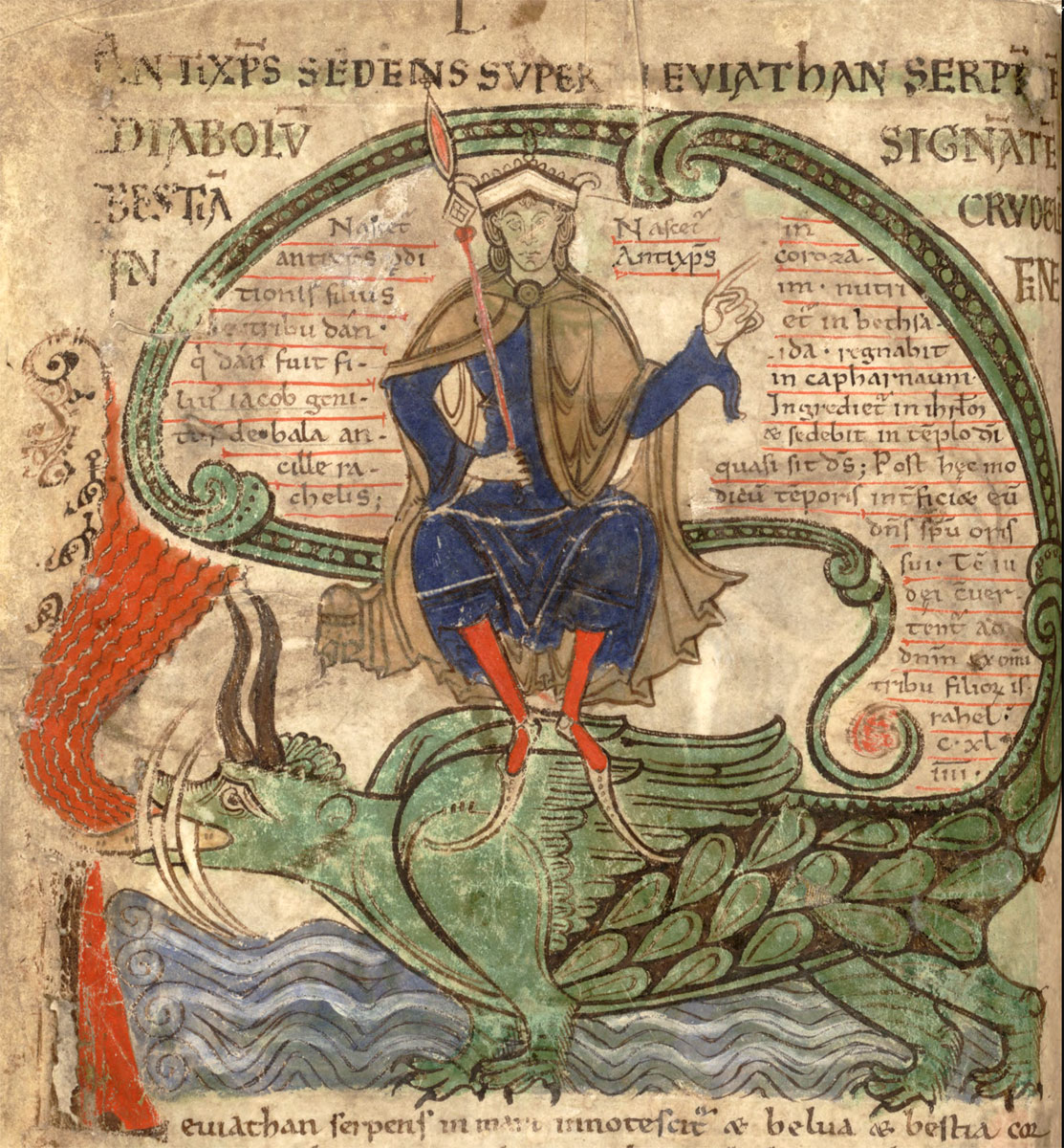 Antychryst zasiadajcy na Lewiatanie. Liber floridus, XII wiek.