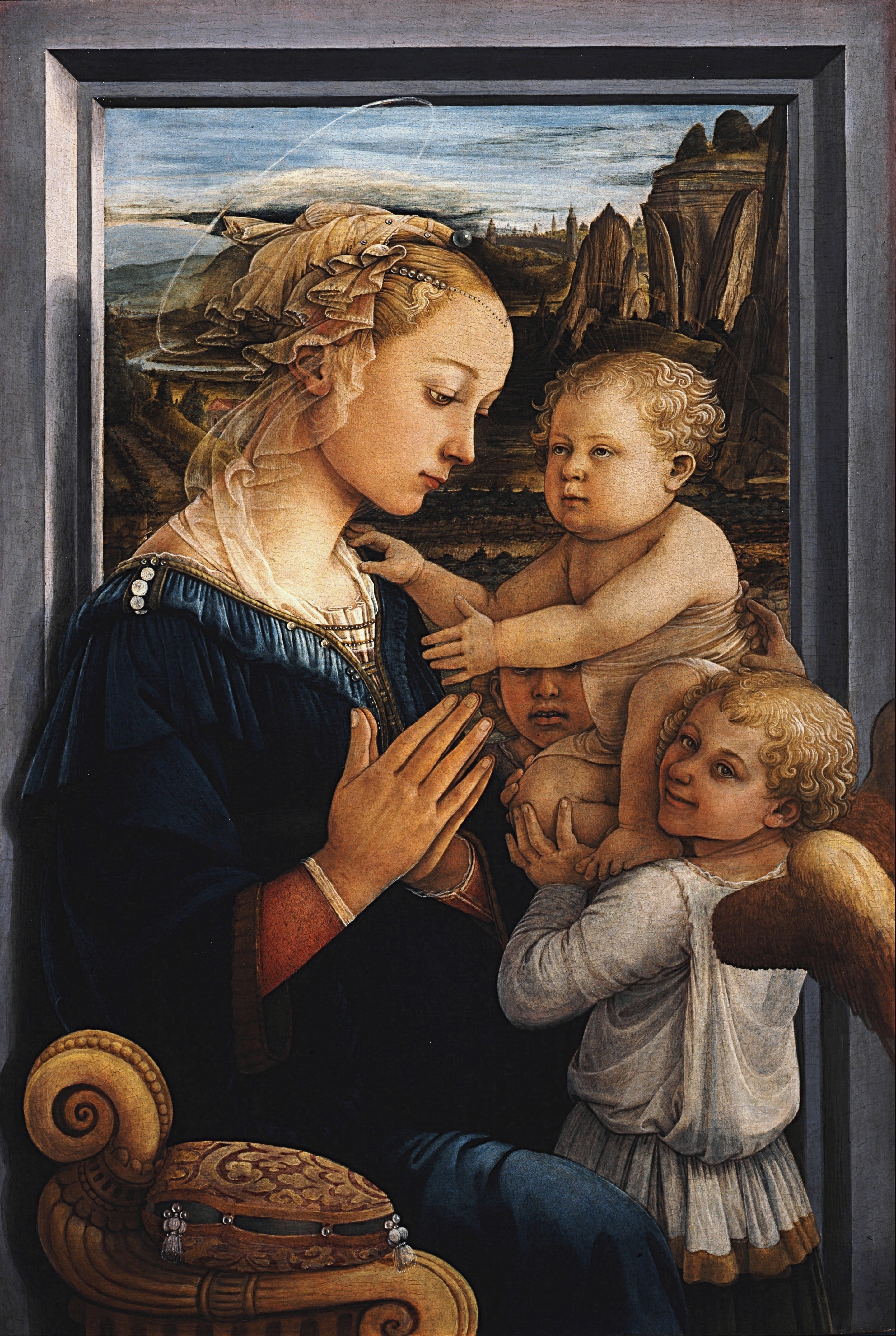 Matka Boska z Dziecitkiem i anioami. Fra Filippo Lippi.