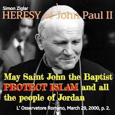 Pseudopapież Jan Paweł II manifestuje swoją apostazję wspierając islam