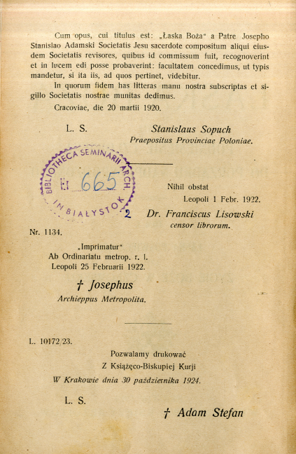 Józef Stanisaw Adamski T. J., aska Boa czyli podniesienie czowieka do porzdku nadprzyrodzonego.