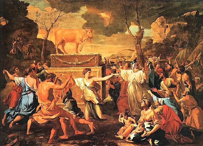 Adoracja zotego cielca. Nicolas Poussin. 1633 r.