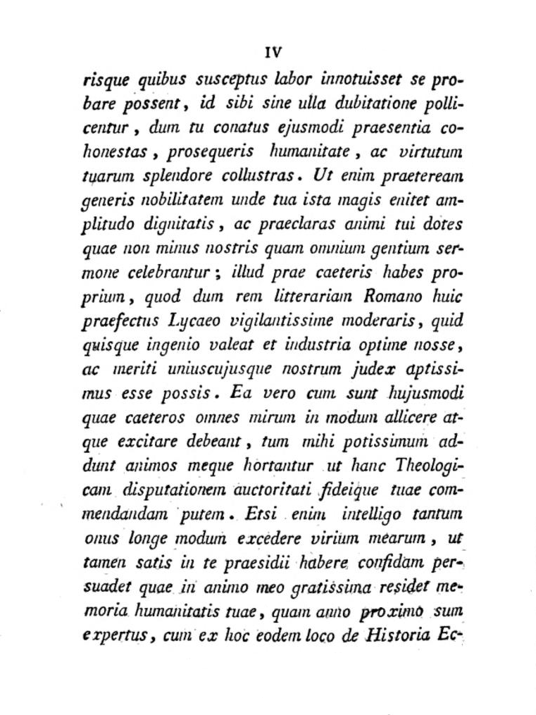 Theses selectae ex universa theologia quas auspice Eminentissimo Principe Laurentio Litta S. R. E. Cardinali Episcopo Sabinorum in Gymnasio Gregoriano Studiorum Praefecto sub disciplina Prosperi Piatti et Bartholomaei Cavani in eodem Gymnasio Doctorum Decurialium theologiae tradendae propugnandas suscipit Aloisius Bonelli Romanus VI. Kal. Sept. An. MDCCCXVIII. facta cuilibet mane indiscriminatim vespere post tertium singulas oppugnandi potestate. Romae MDCCCXVIII (1818), p. IV.