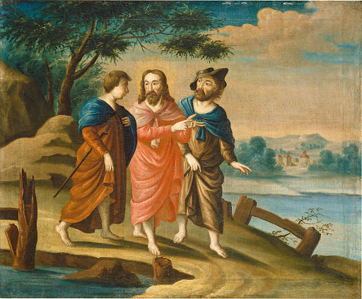 Chrystus z dwoma uczniami w drodze do Emaus