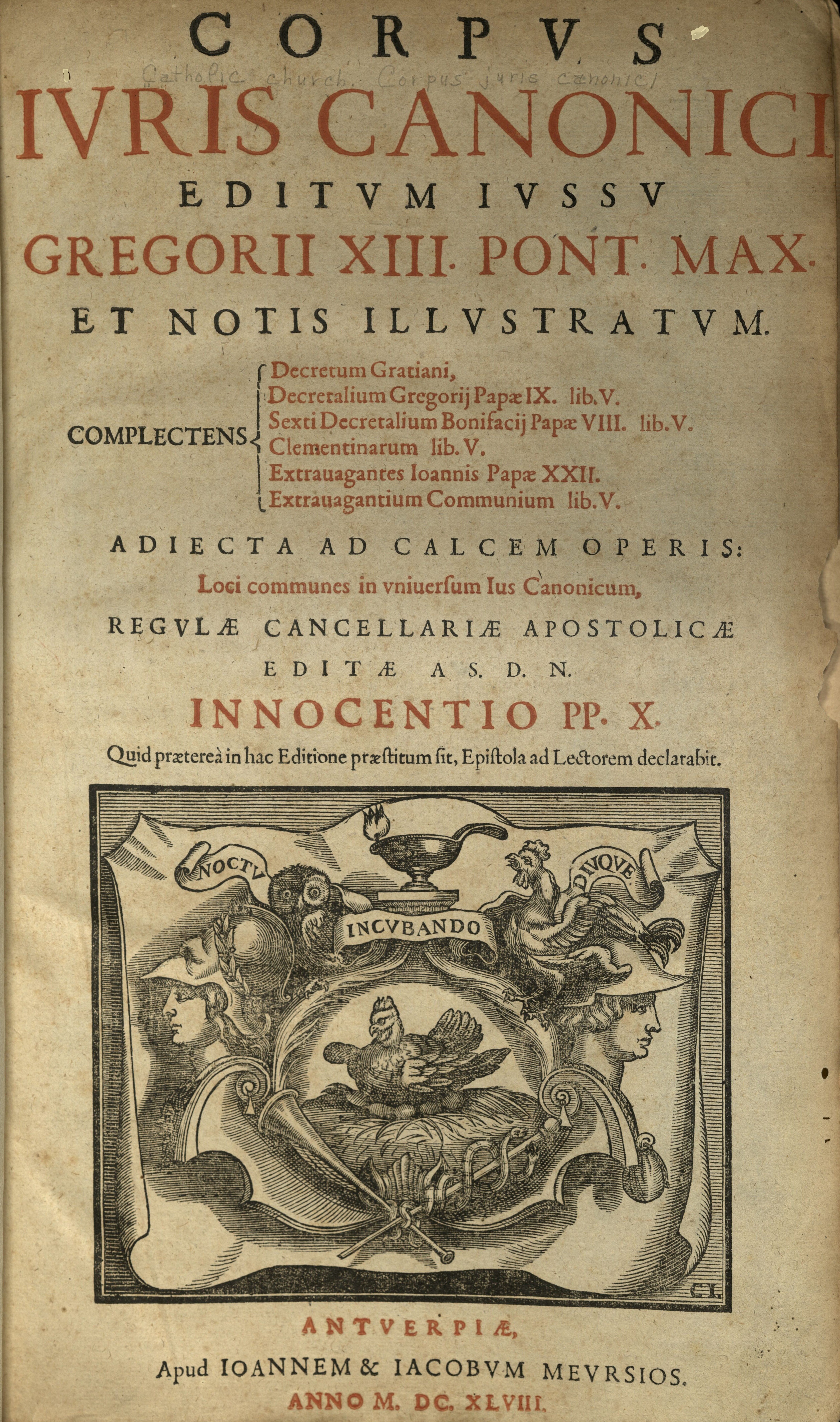 Corpus Iuris Canonici. Antverpiae 1648.