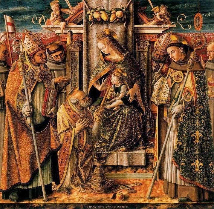 Puer divinus de Bethlehem Christus Jesus. Traditio Clavium Ecclesiae. Carlo Crivelli.