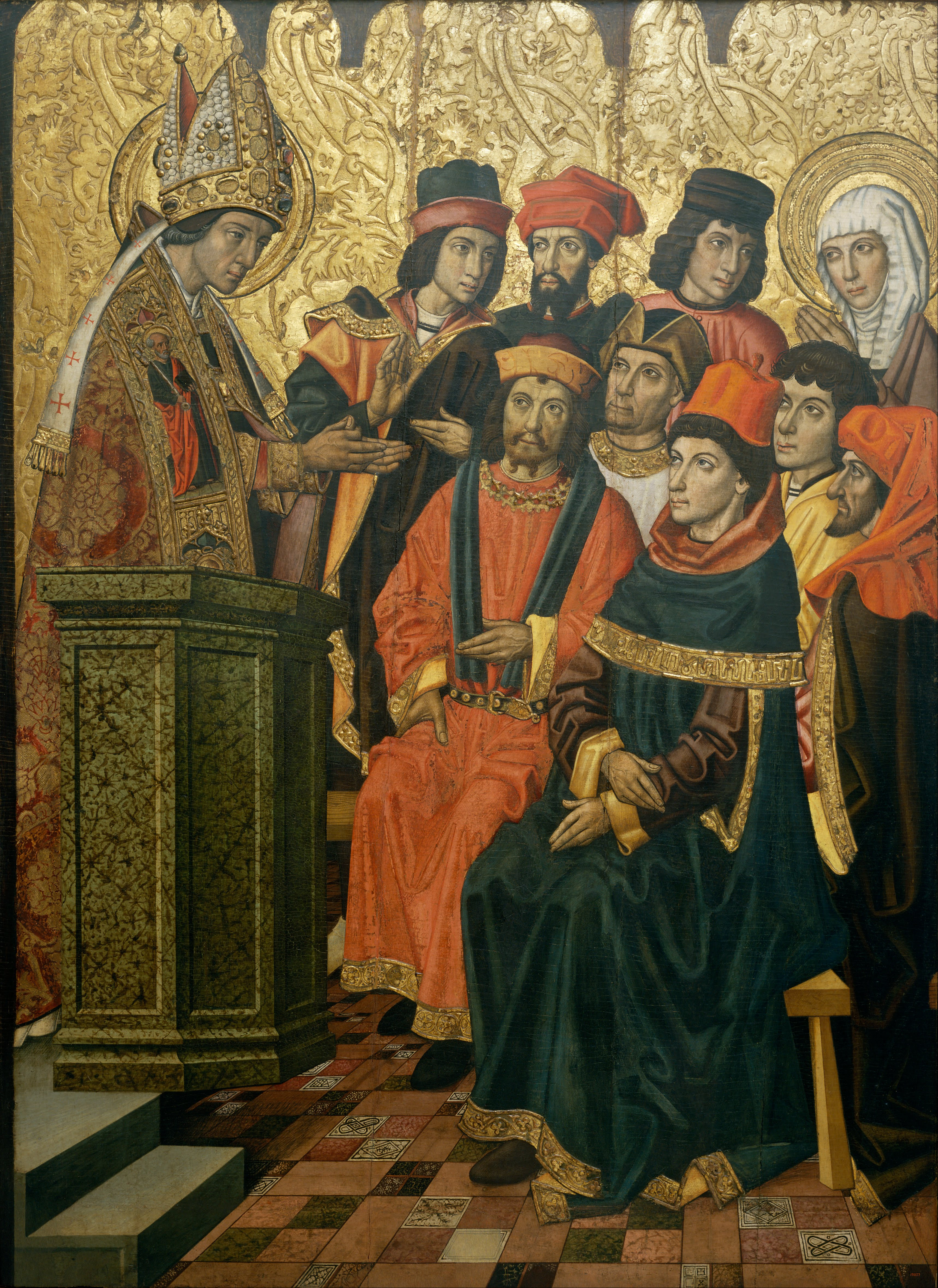w. Augustyn i w. Monika podczas kazania w. Ambroego. Vergos.