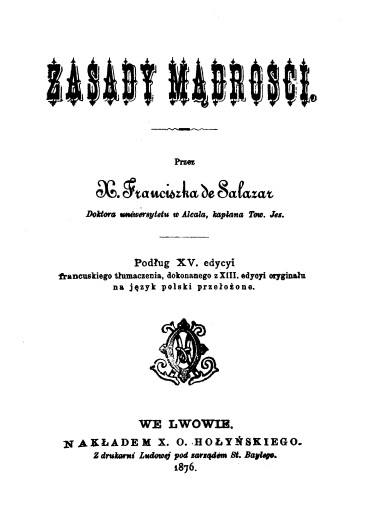 Ks. Franciszek de Salazar SI, Zasady mdroci