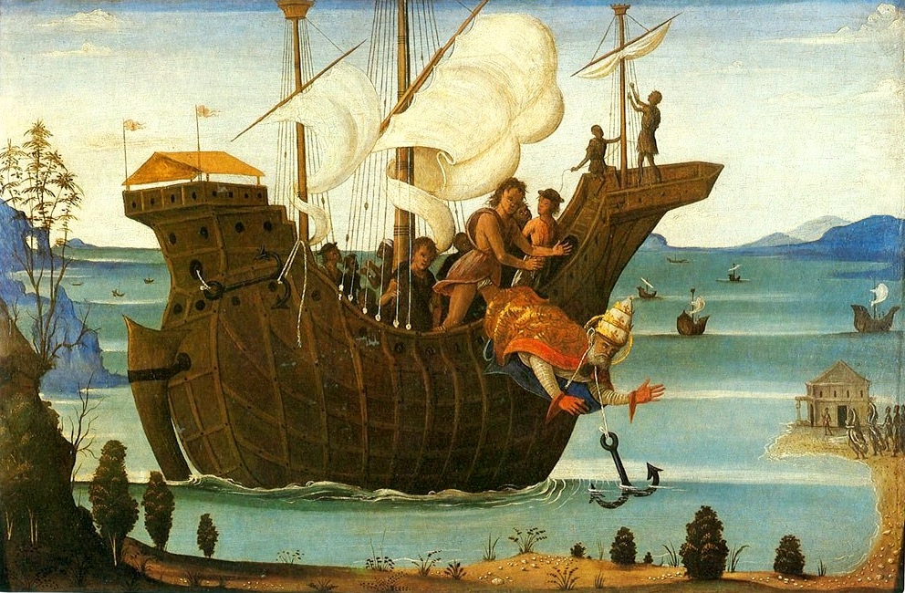 Mczestwo w. Klemensa Rzymskiego, Papiea. Bernardino Fungai, ok. 1480 r.