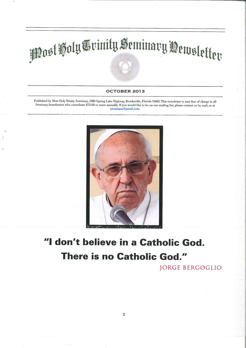 Most Holy Trinity Seminary Newsletter, October 2013