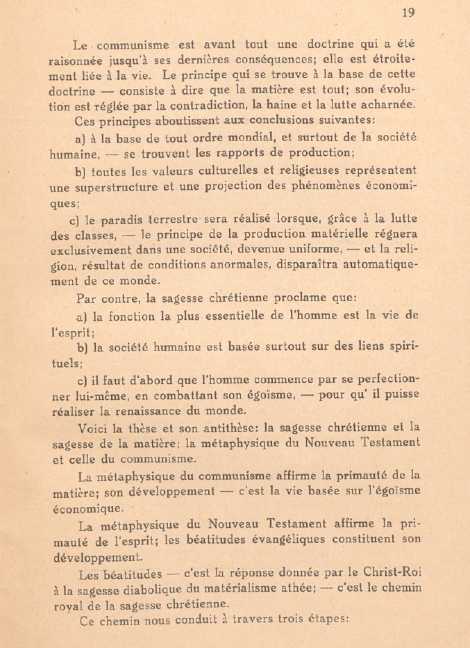 Msgr A. ychliski, La Métaphysique du communisme et la sagesse chrétienne.