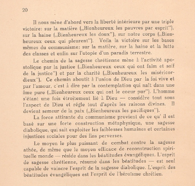 Msgr A. Żychliński, La Métaphysique du communisme et la sagesse chrétienne.