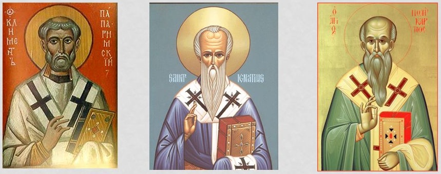 Ojcowie Apostolscy - w. Klemens Rzymski, w Ignacy Antiocheski, w. Polikarp ze Smyrny.