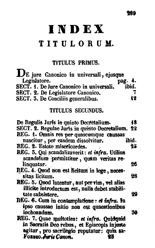 De Regulis Juris Canonici Liber Unicus, auctore Francisco Antonio Foebeo Societatis Jesu. Opus posthumum. Neapoli 1845. EX TYPOGRAPHIA SIMONIANA, p. 289.
