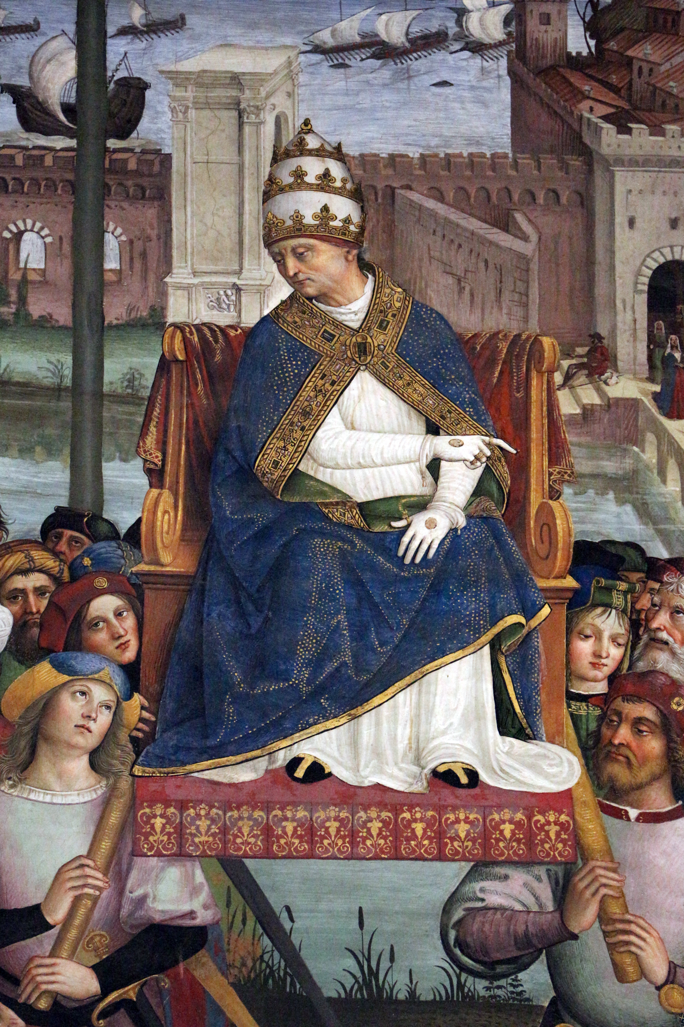 Papie Pius II przybywa do Ankony aby rozpocz krucjat. Pinturicchio.