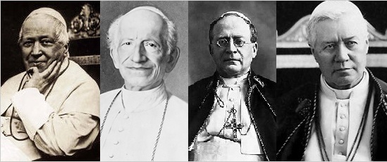 Papieże: Pius IX, Leon XIII, Pius XI i św. Pius X.