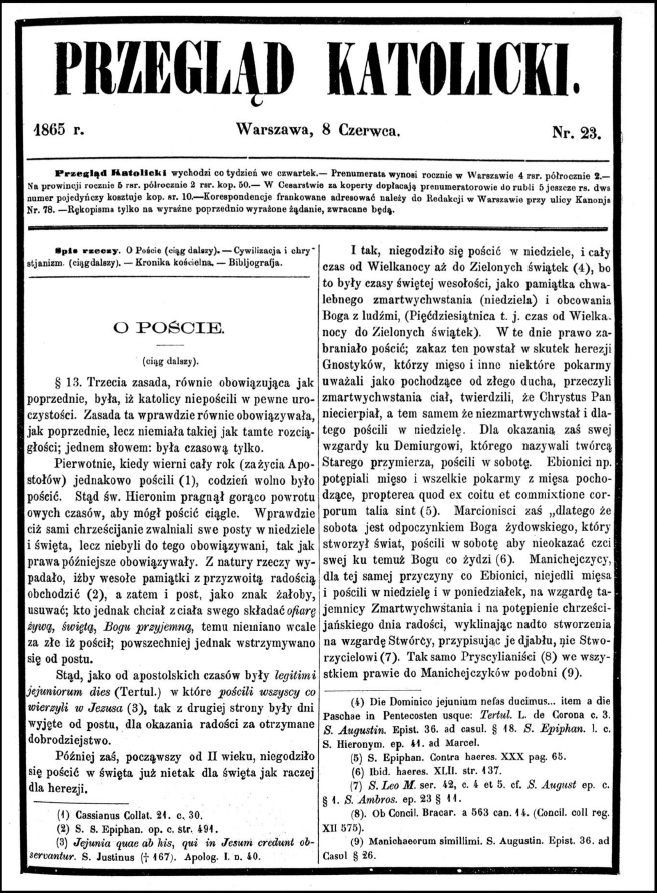 "Przegląd Katolicki", 1865 r., Warszawa, 8 czerwca. Nr 23.