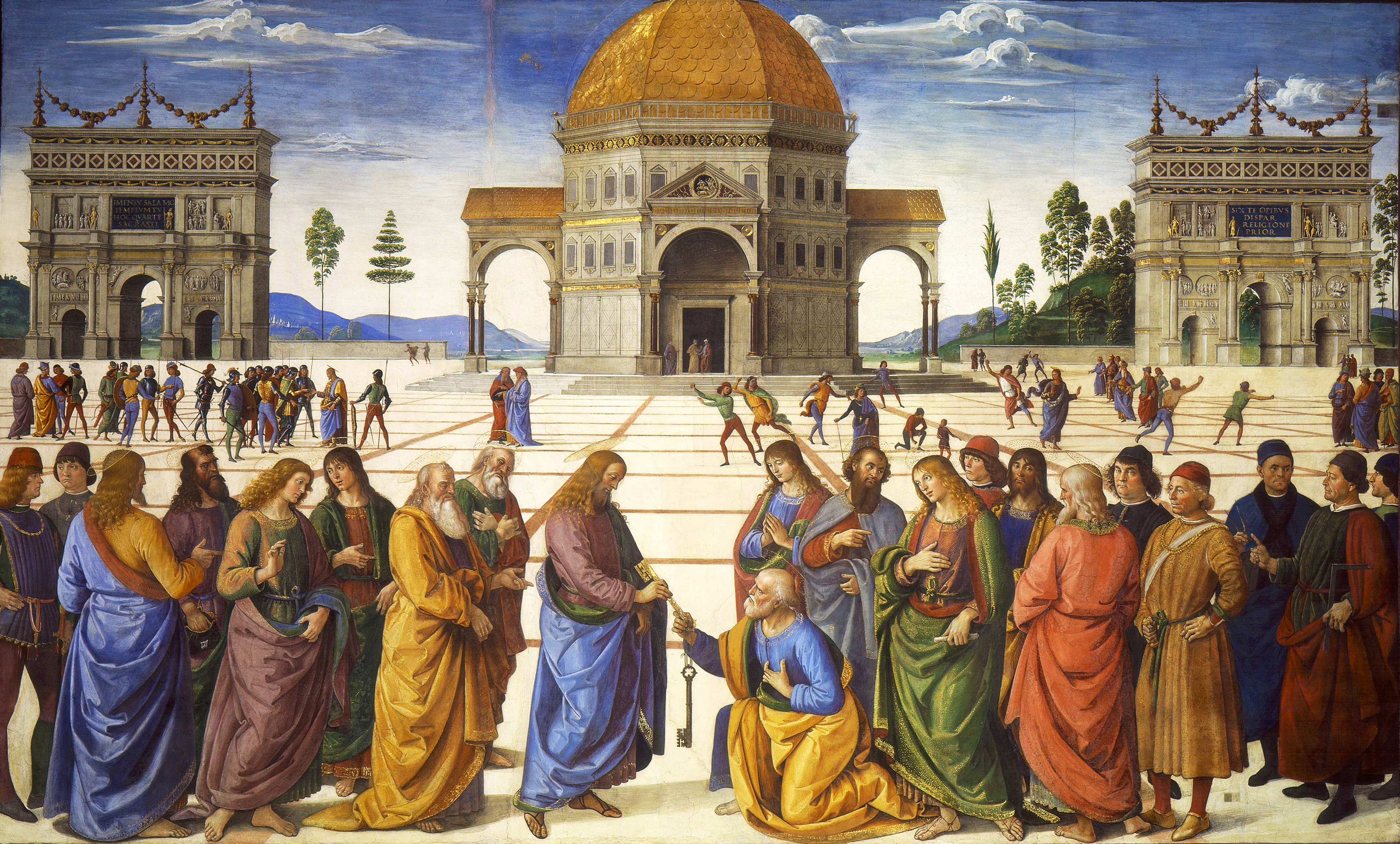 Przekazanie przez Chrystusa kluczy w. Piotrowi. (Perugino).