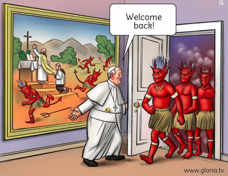 Pseudopapie apostata Franciszek-Bergoglio wita si z diabami
