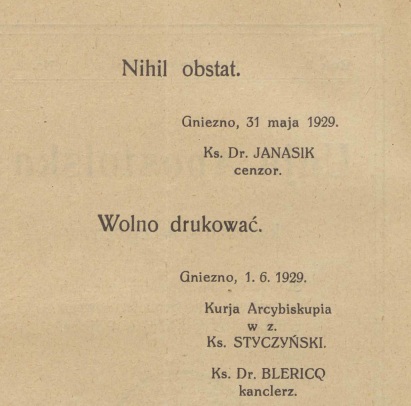 "Unia Apostolska". Kwartalnik ascetyczny Stowarzyszenia kapanów wieckich od Najwitszego Serca Jezusowego Unii Apostolskiej w Polsce. Rok 3. Kwiecie 1929. Nr 2. Nakadem Unii Apostolskiej w Polsce. Czcionkami Drukarni Spókowej w Kocianie (Woj. Poznaskie). Za redakcj odpowiedzialny ks. Józef Marciniak, asystent gen. Un. Ap. na Polsk, Czacz, pow. migielski (Woj. Pozn.). Imprimatur.