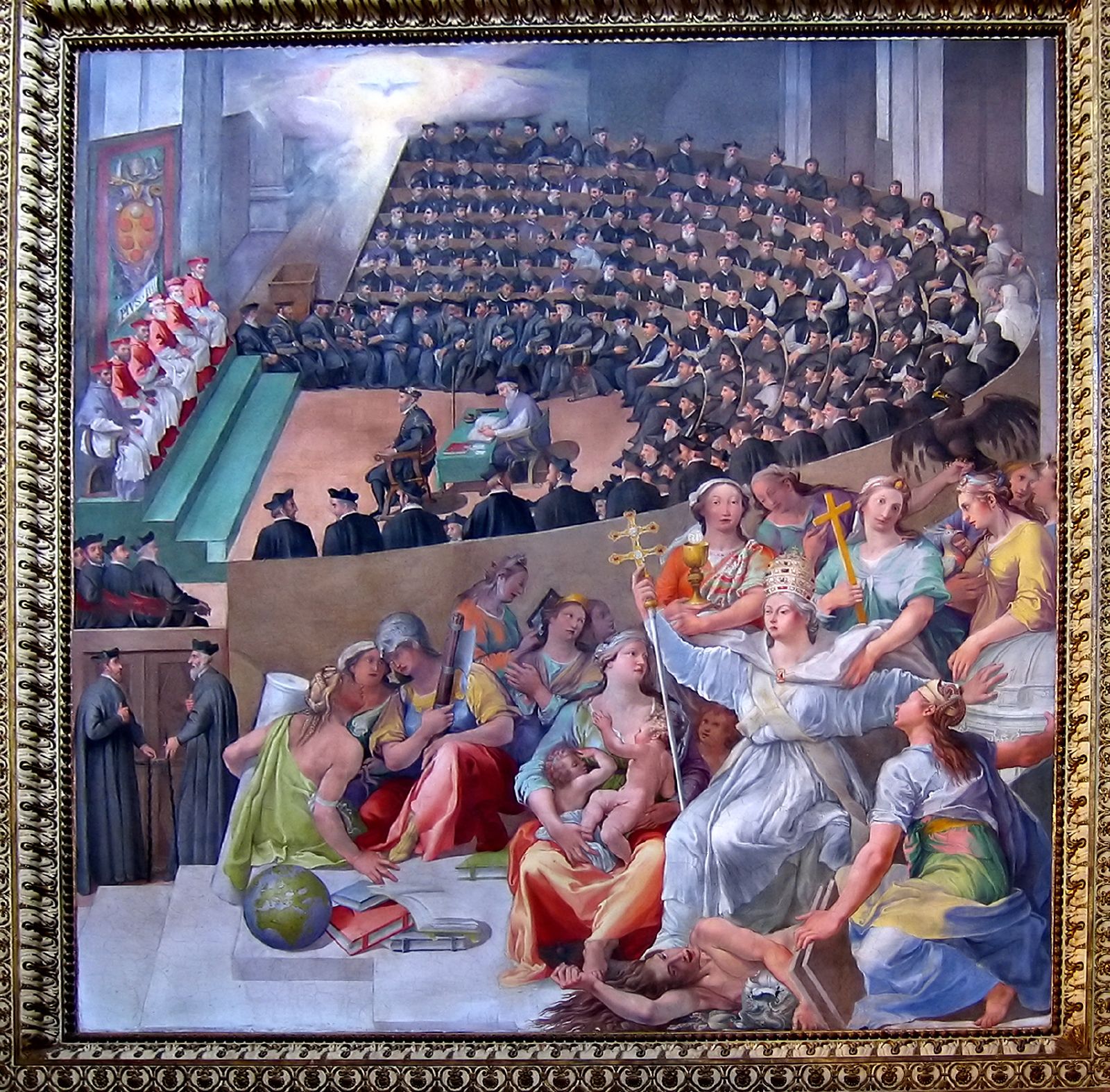 Koció triumfujcy (Ecclesia Triumphans) niszczy herezj;