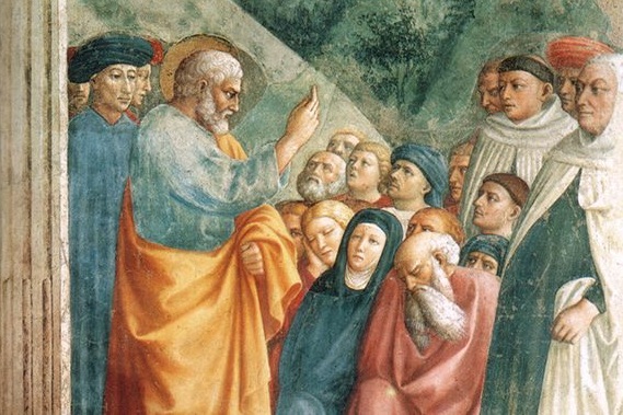 w. Piotr gosi kazanie. Masolino da Panicale.