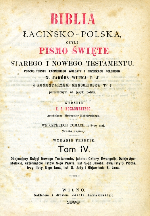 Biblia acisko-Polska, czyli Pismo wite Starego i Nowego Testamentu. Tom IV.