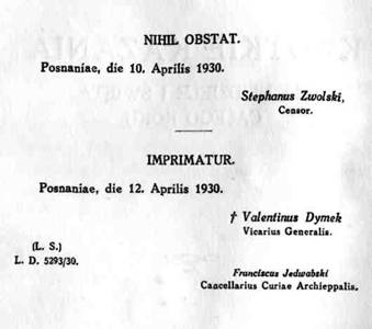 X. Ignacy Czechowski, Dyrektor Misyj, Krótkie kazania na niedziele i wita caego roku. Pozna 1930. Imprimatur.