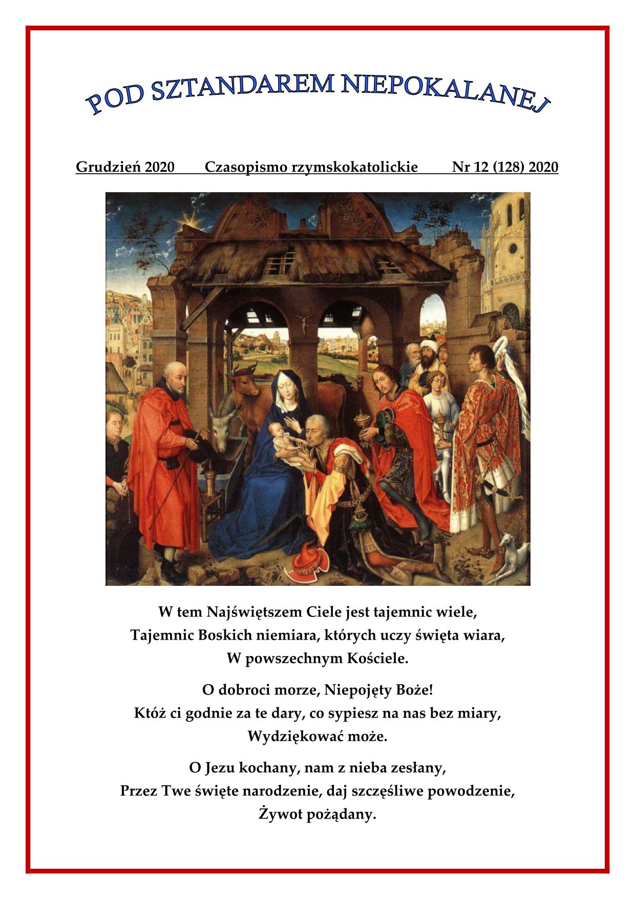 "Pod sztandarem Niepokalanej". Nr 128. Grudzie 2020. Czasopismo rzymskokatolickie.