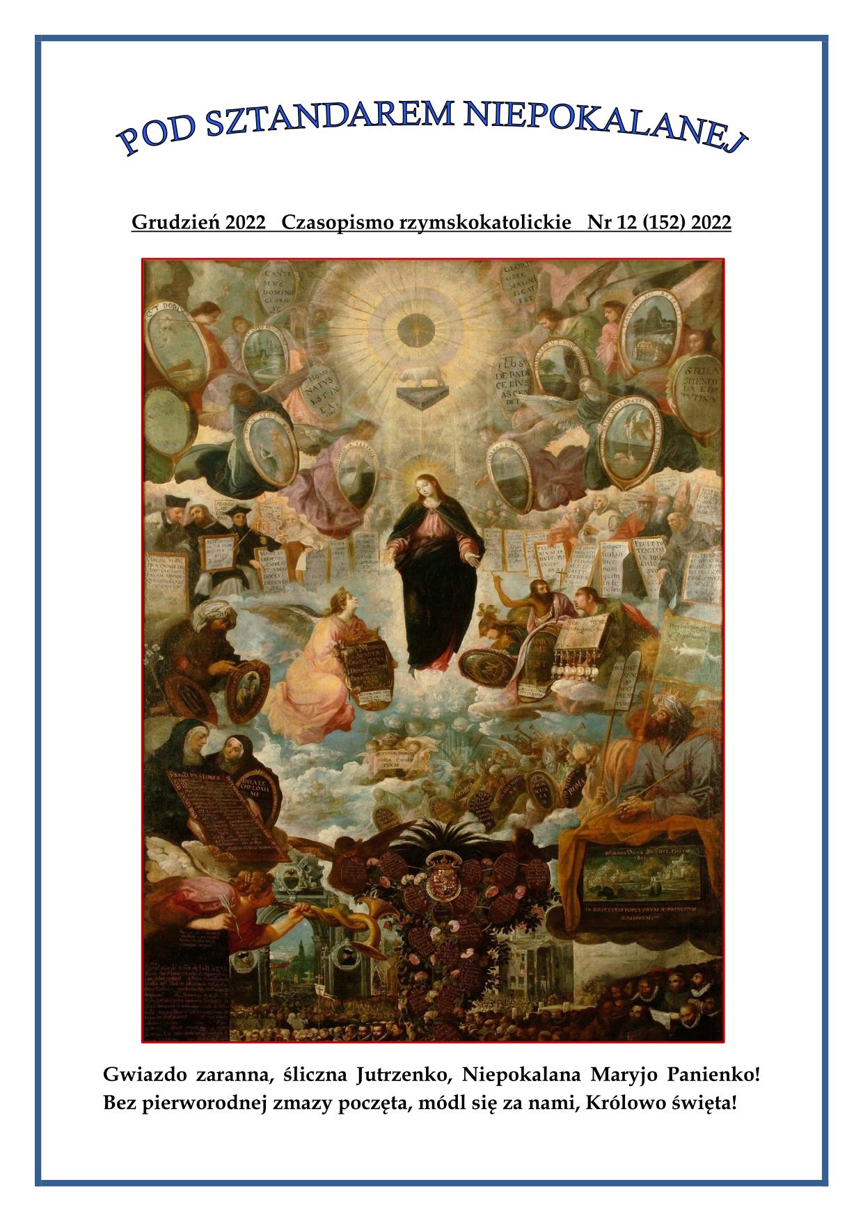 "Pod sztandarem Niepokalanej". Nr 152. Grudzie 2022. Czasopismo rzymskokatolickie.