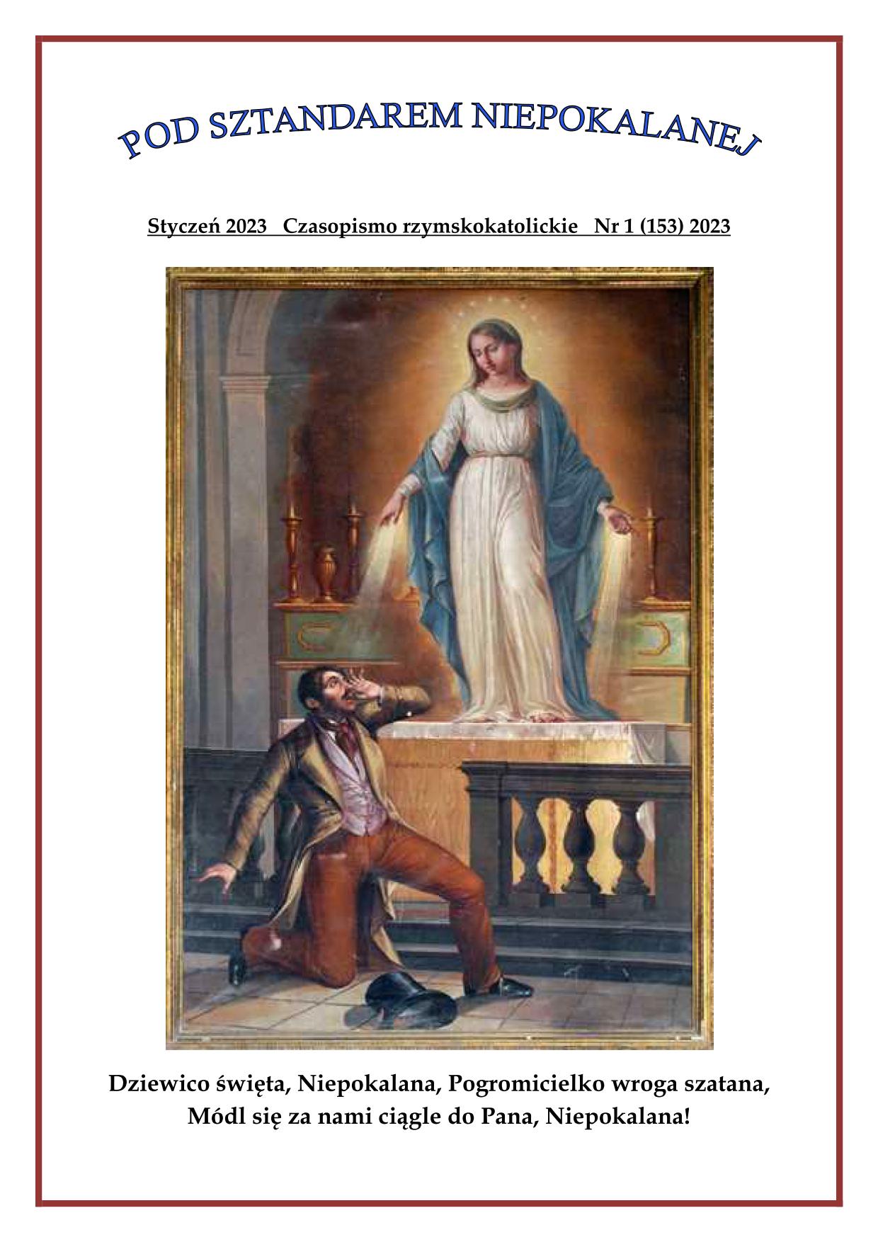 "Pod sztandarem Niepokalanej". Nr 153. Stycze 2023. Czasopismo rzymskokatolickie.