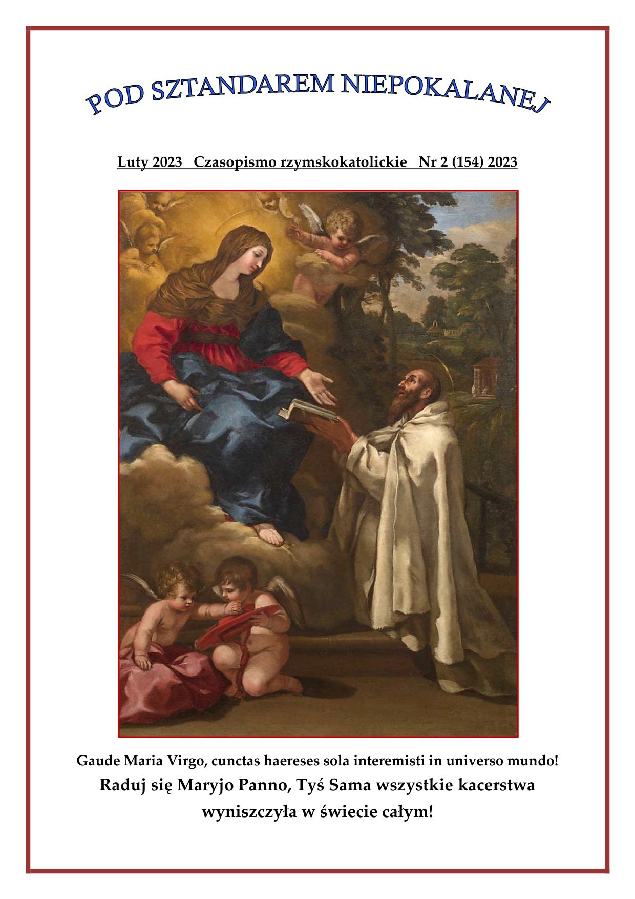 "Pod sztandarem Niepokalanej". Nr 154. Luty 2023. Czasopismo rzymskokatolickie.