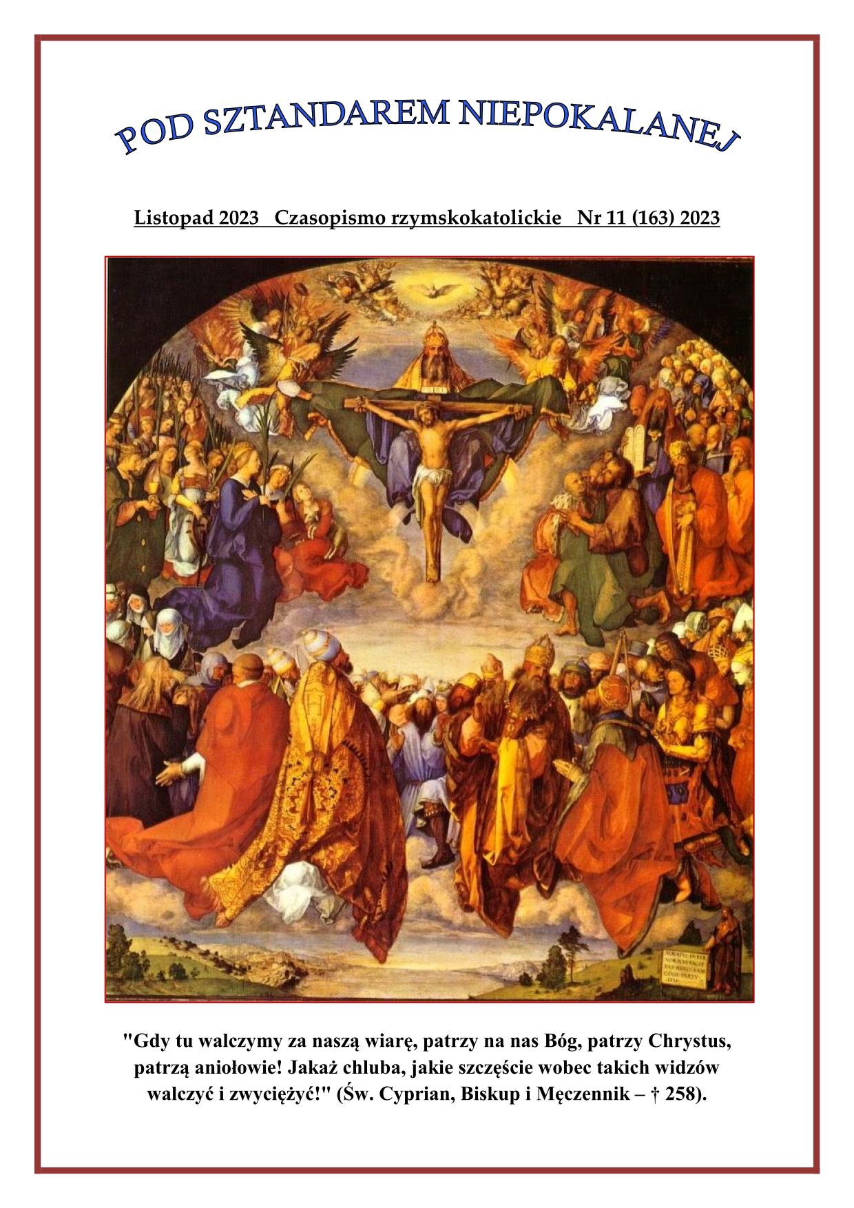"Pod sztandarem Niepokalanej". Nr 163. Listopad 2023. Czasopismo rzymskokatolickie.